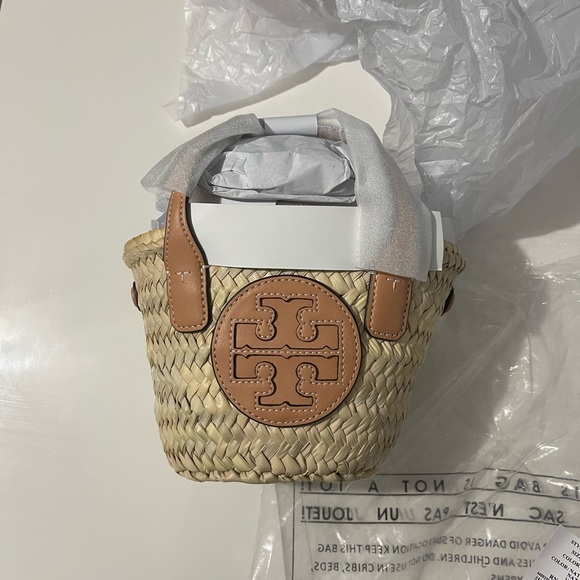 NWT Tory Burch ELLA STRAW MICRO BASKET TOTE BAG - Picture 7 of 9